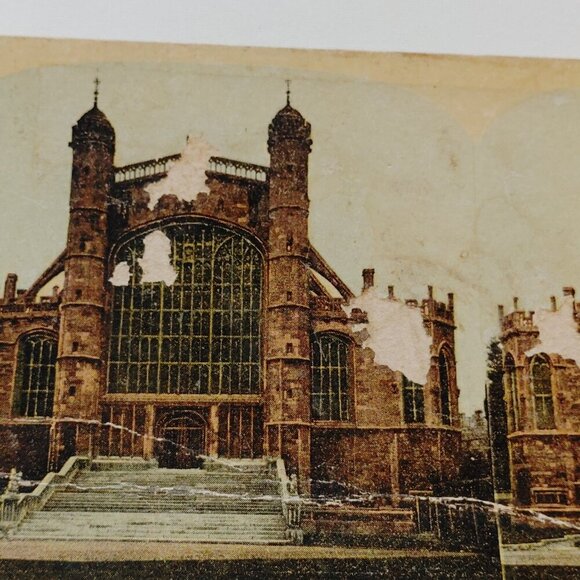 ANTIQUE STEREOGRAPH card The Chapel Windsor Castle near London England St George - Picture 2 of 5